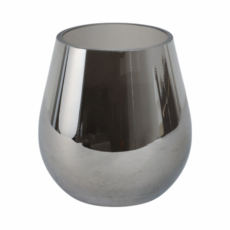 الزجاج المعدني الفضي، الفاز GLASS METALLIC VASE, SILVER
