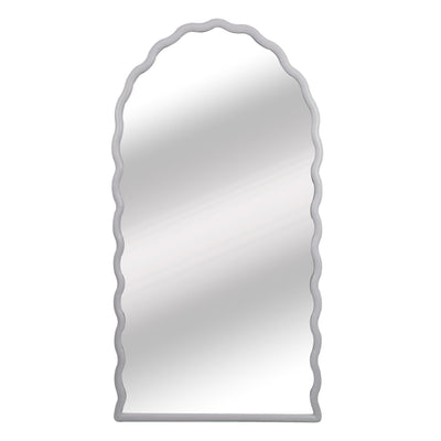 31x59" Wavy Leaner Mirror, White - Al Rugaib Furniture