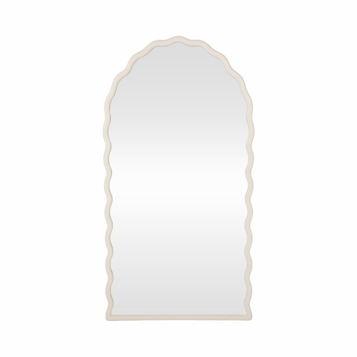 31x59" Wavy Leaner Mirror, White Wall Shelf| Sagebrook Home