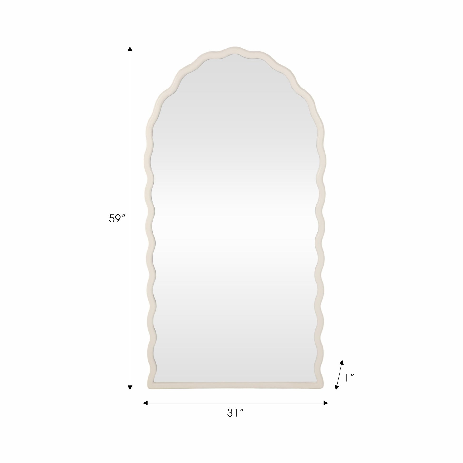 31x59" Wavy Leaner Mirror, White Wall Shelf| Sagebrook Home
