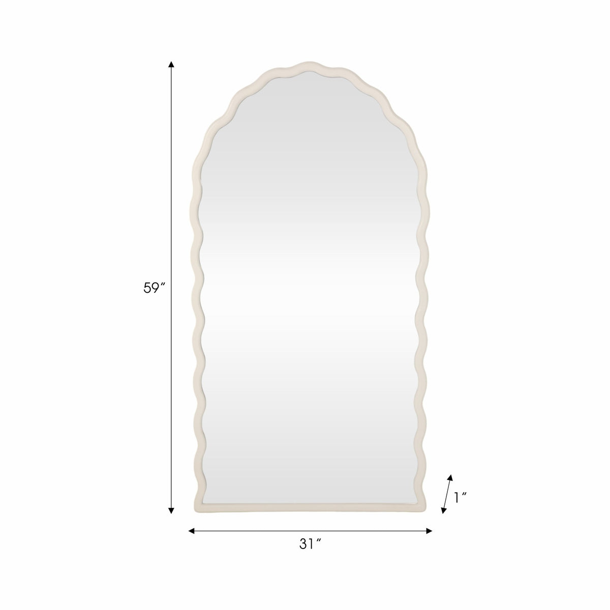 31x59" Wavy Leaner Mirror, White Wall Shelf| Sagebrook Home