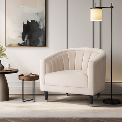 32" Athena Velvet Accent Chair, Tan - Al Rugaib Furniture