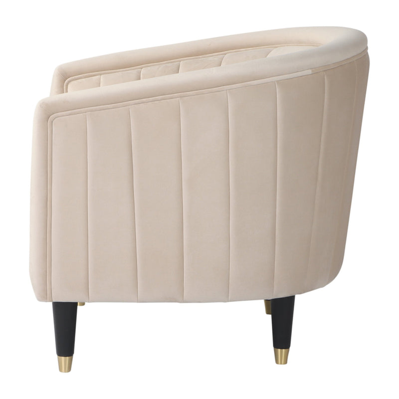 32" Athena Velvet Accent Chair, Tan - Al Rugaib Furniture