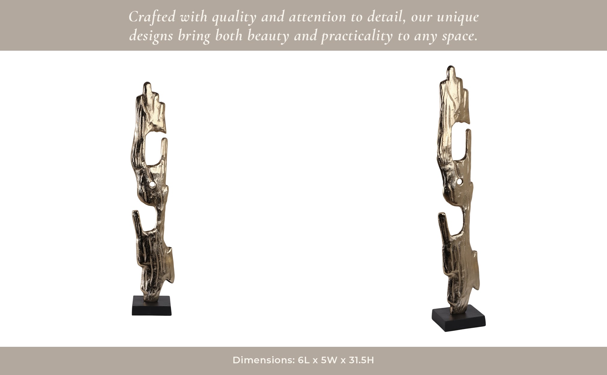 32" Bedford Large Gold Wood Post Statuary Table Decors| Sagebrook Home