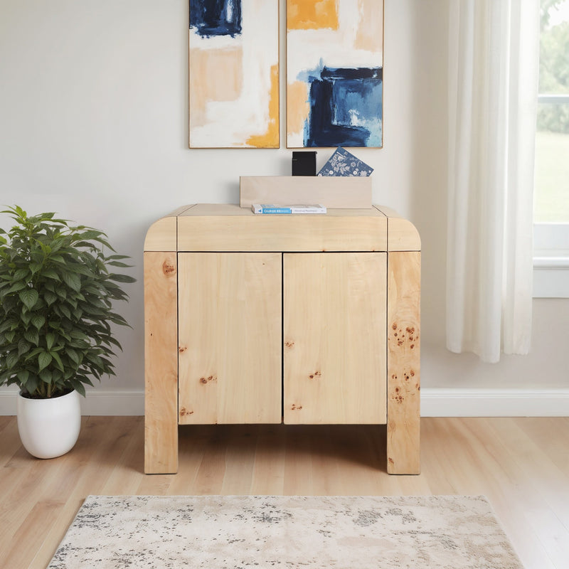 32" Burl Wood Cabinet, Natural - Al Rugaib Furniture