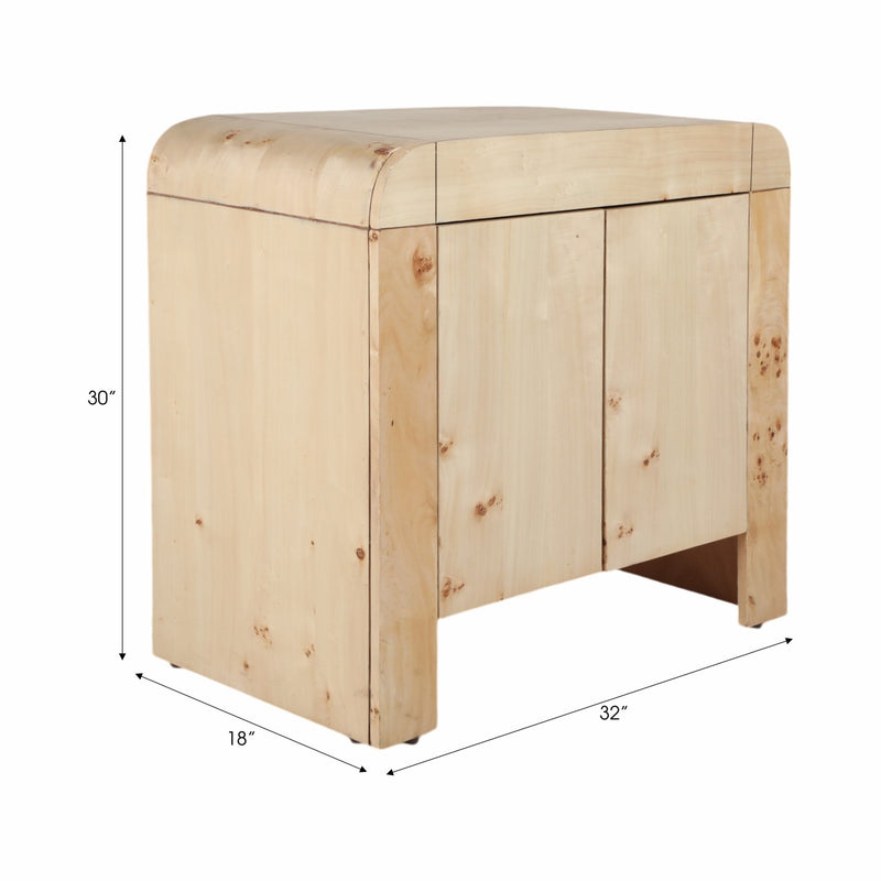 32" Burl Wood Cabinet, Natural - Al Rugaib Furniture