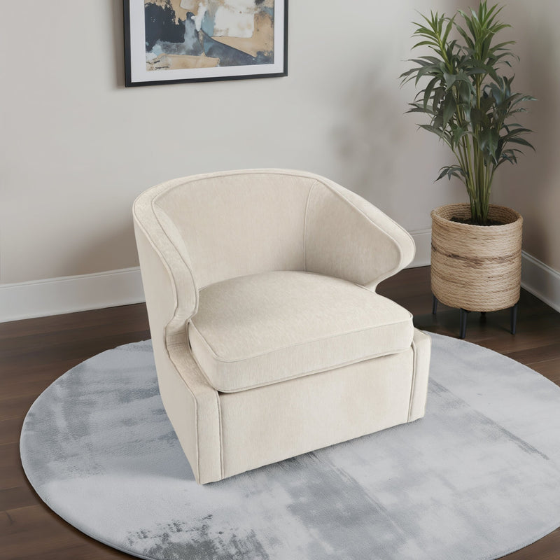32" Karlsson Swivel Accent Chair, Ivory - Al Rugaib Furniture
