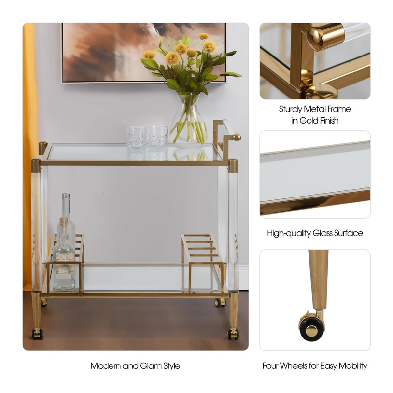 32" Lushley Acrylic Drink Cart - Al Rugaib Furniture