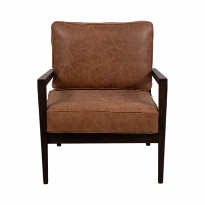 32" Sanders Suede Wood Accent Chair, Brown - Al Rugaib Furniture