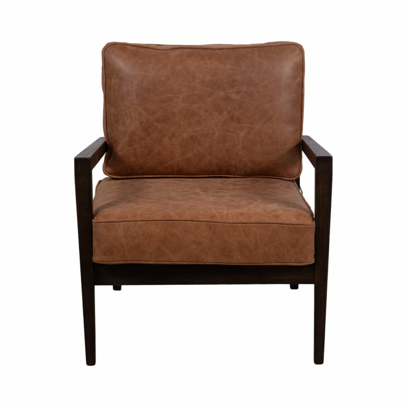 32" Sanders Suede Wood Accent Chair, Brown - Al Rugaib Furniture