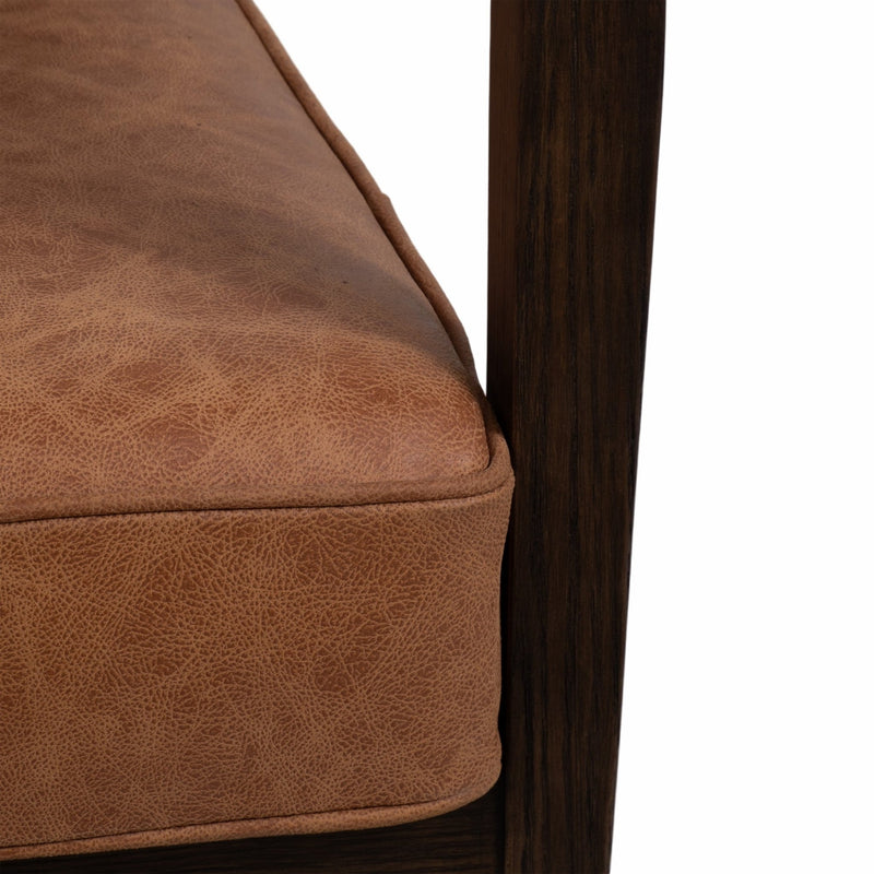 32" Sanders Suede Wood Accent Chair, Brown - Al Rugaib Furniture