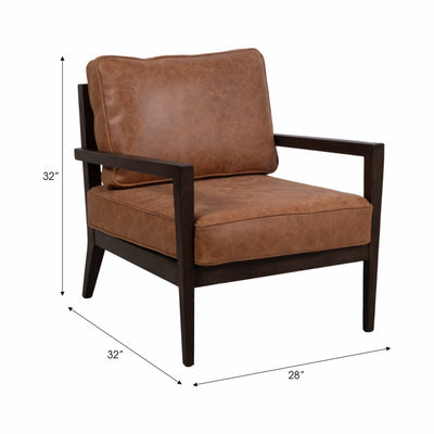 32" Sanders Suede Wood Accent Chair, Brown - Al Rugaib Furniture