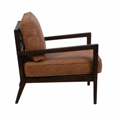 32" Sanders Suede Wood Accent Chair, Brown - Al Rugaib Furniture