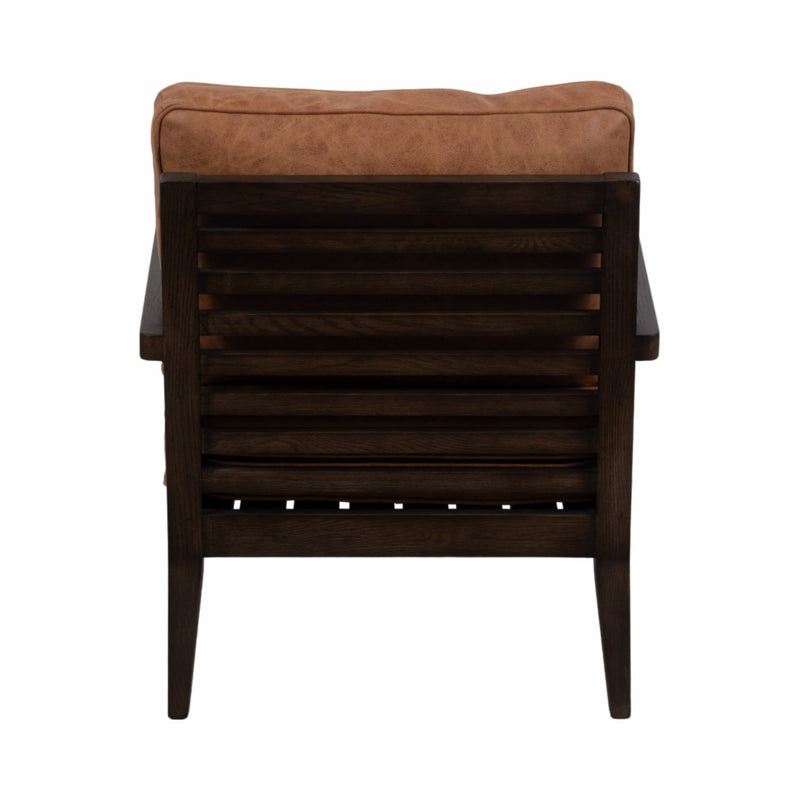 32" Sanders Suede Wood Accent Chair, Brown - Al Rugaib Furniture