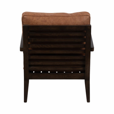 32" Sanders Suede Wood Accent Chair, Brown - Al Rugaib Furniture