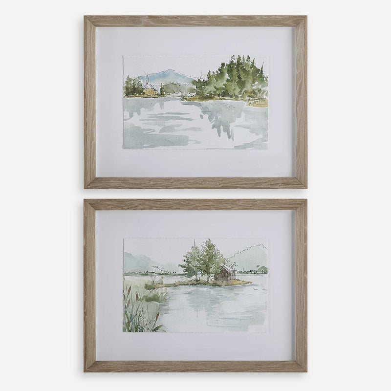 Serene Lake Framed Prints, S/2