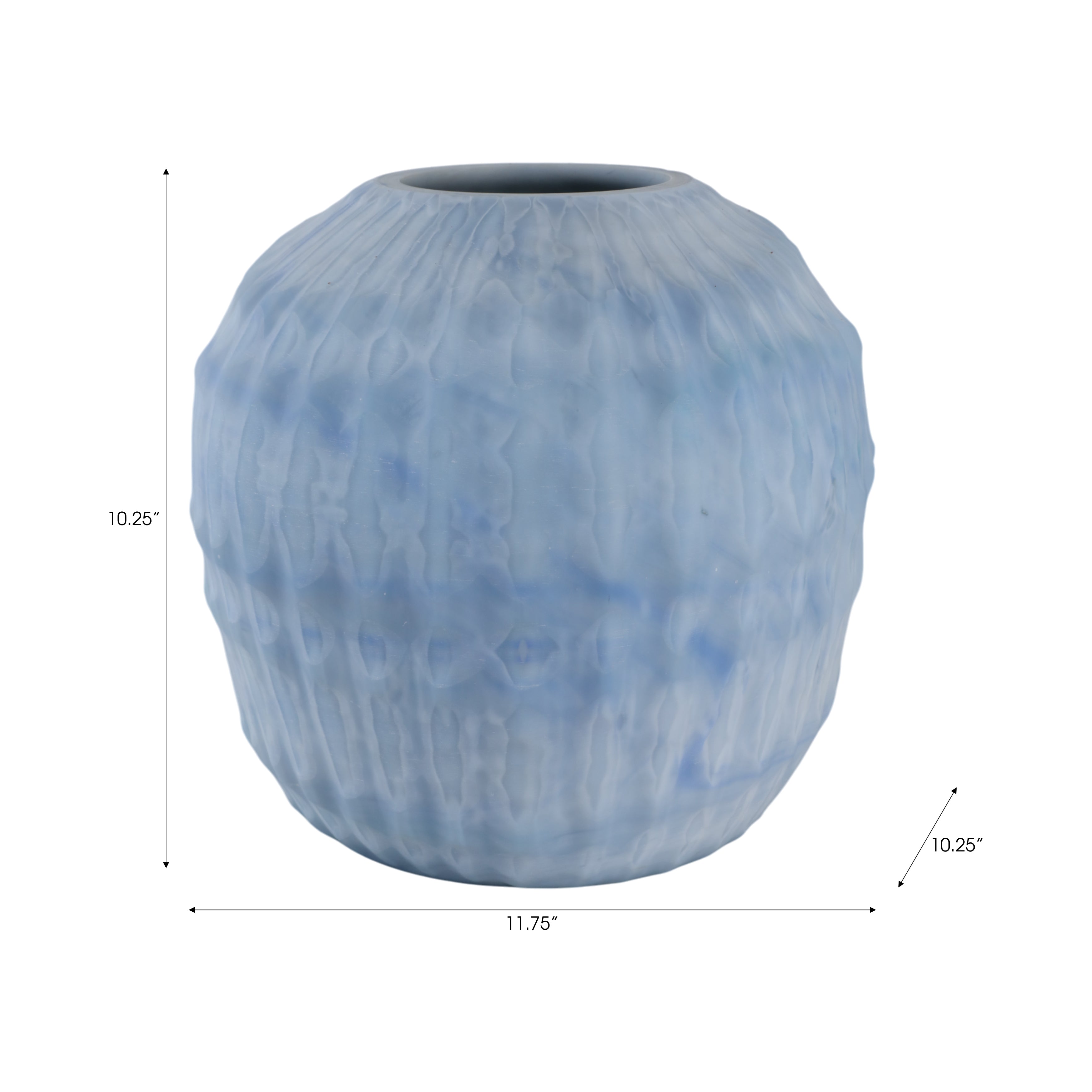 مزهرية زجاجية منقوشة باللون الأزرق من وارويك Warwick Blue Carved Glass Vase