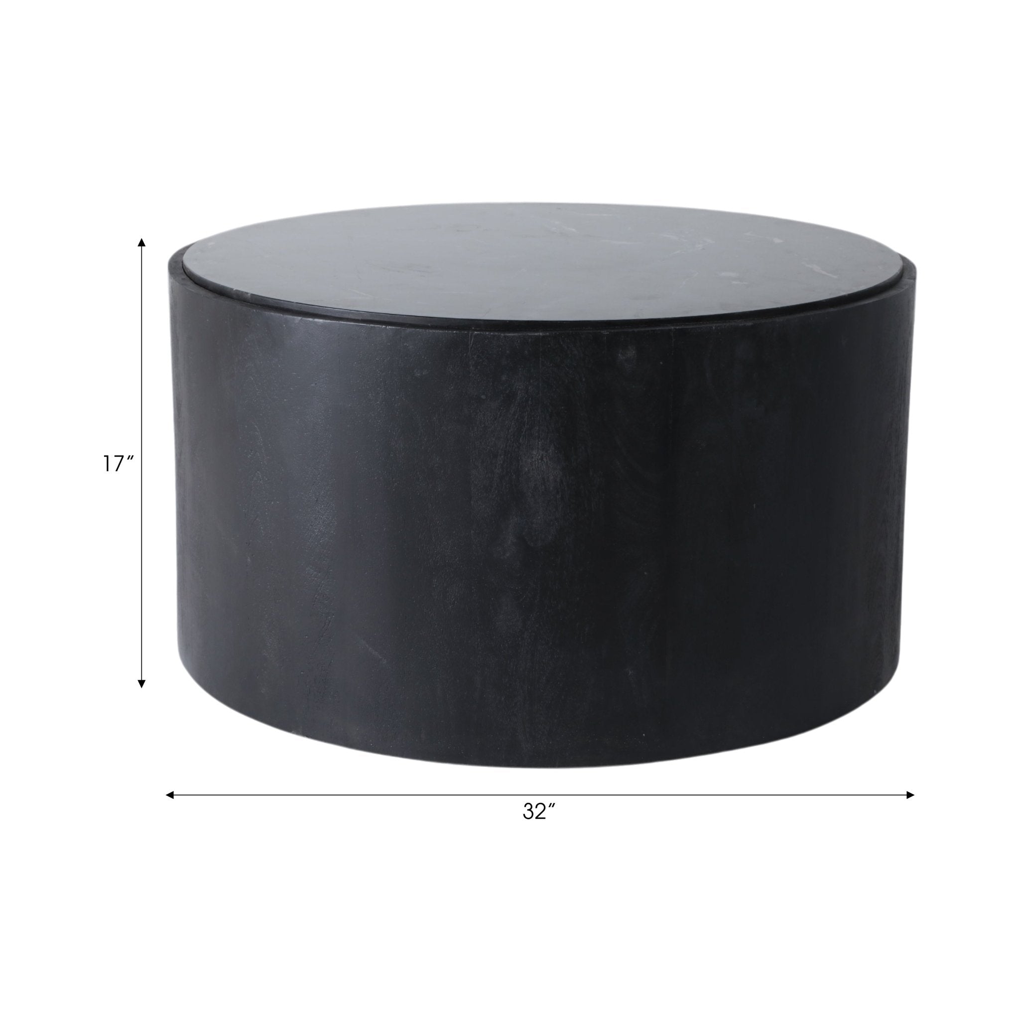 32x17 Marble Inlay Rnd Coffee Table, Blk/wht Coffee Tables| Sagebrook Home