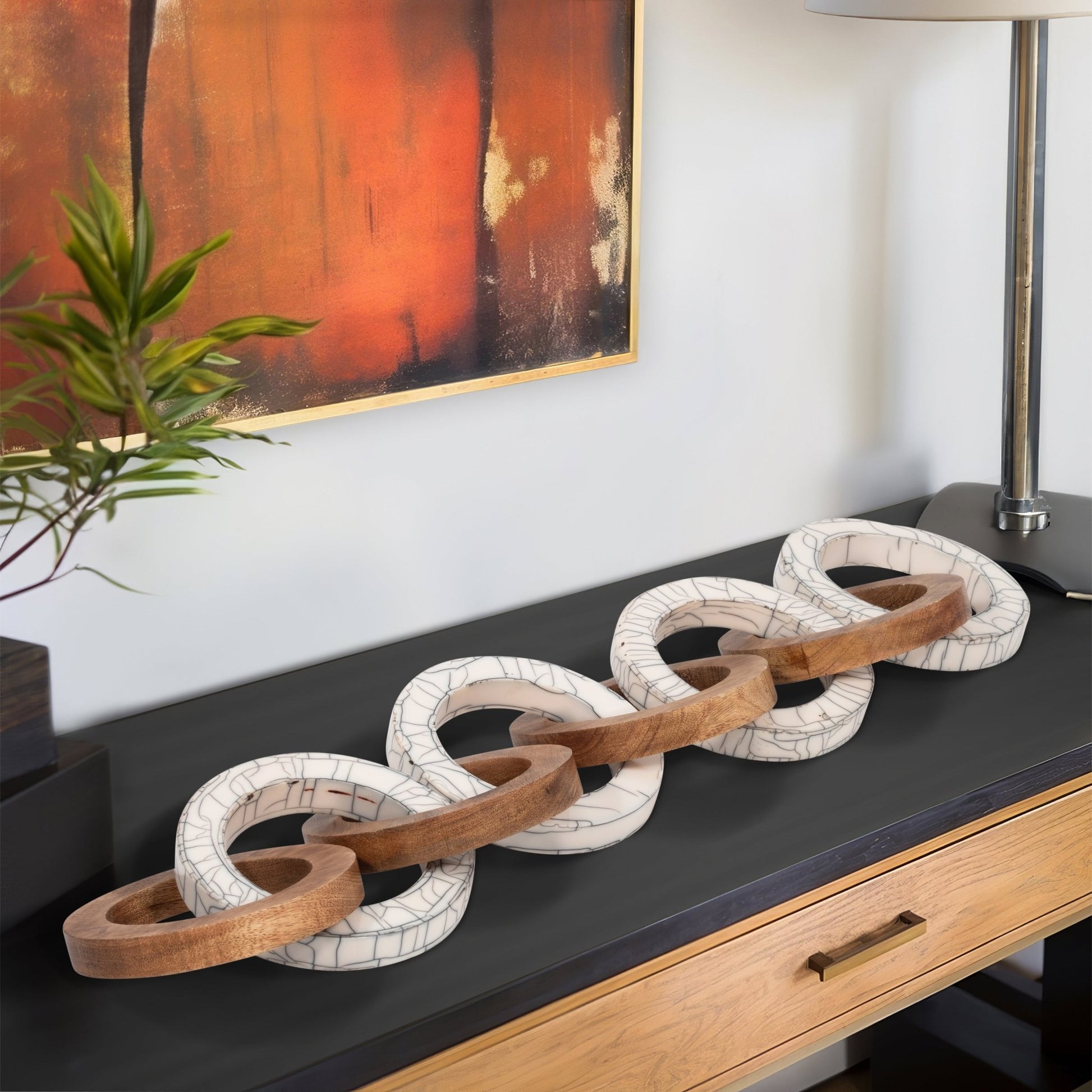 33" Addy Wood And Resin Link Chain Table Decors| Sagebrook Home