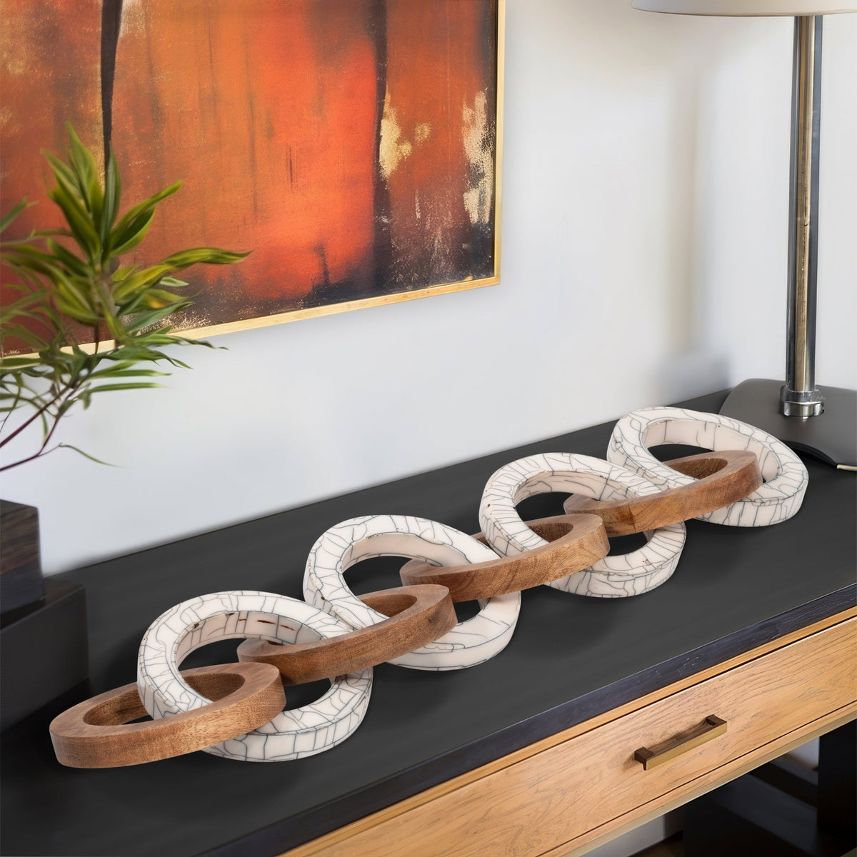 33" Addy Wood And Resin Link Chain Table Decors| Sagebrook Home