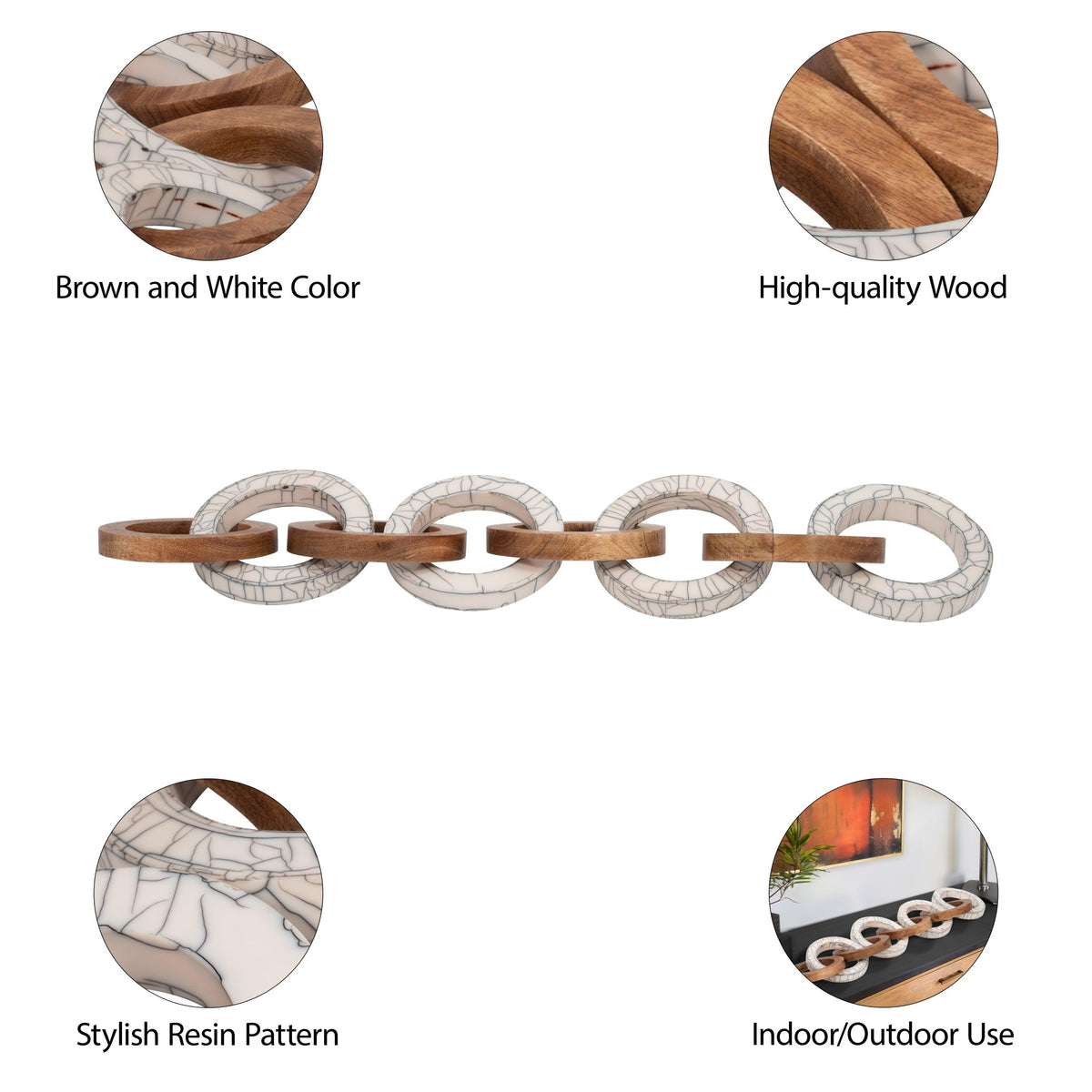 33" Addy Wood And Resin Link Chain Table Decors| Sagebrook Home
