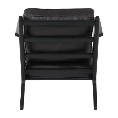 33" Andromeda Top Grain Leather Accent Chair, Blk - Al Rugaib Furniture