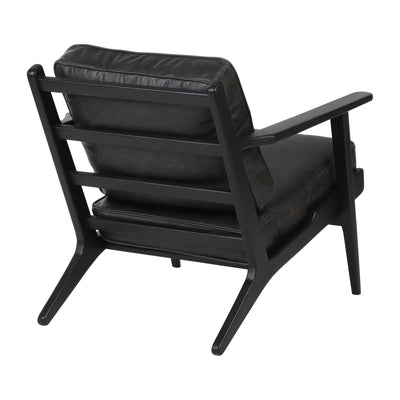 33" Andromeda Top Grain Leather Accent Chair, Blk - Al Rugaib Furniture
