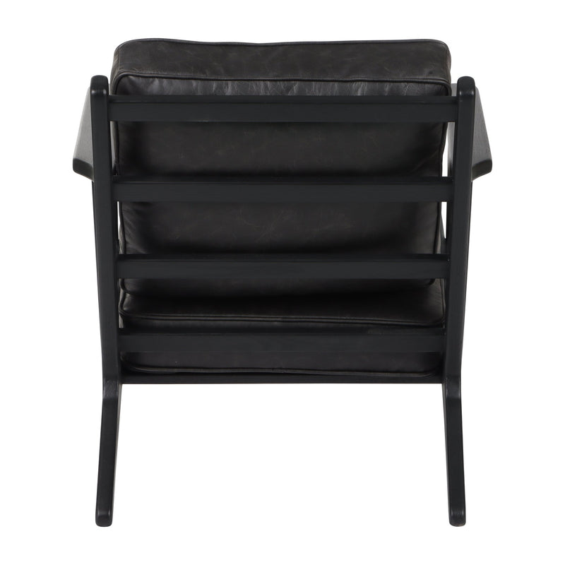 33" Andromeda Top Grain Leather Accent Chair, Blk - Al Rugaib Furniture