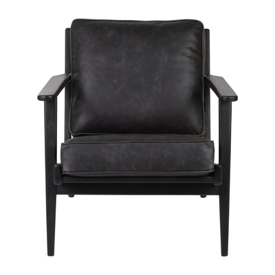 33" Andromeda Top Grain Leather Accent Chair, Blk - Al Rugaib Furniture