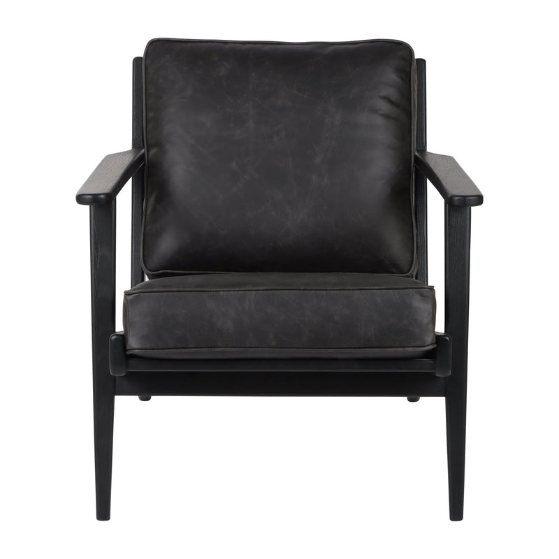 33" Andromeda Top Grain Leather Accent Chair, Blk - Al Rugaib Furniture