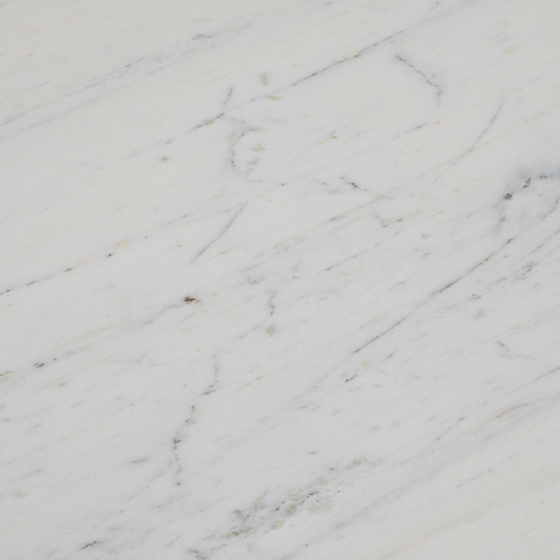 33" Chunky Leg Coffee Table Marble Top, White/blk - Al Rugaib Furniture