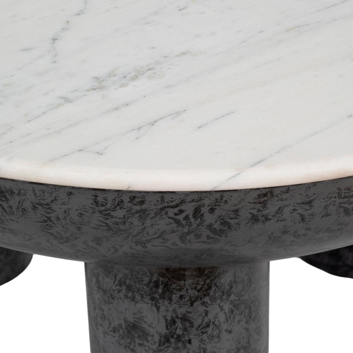 33" Chunky Leg Coffee Table Marble Top, White/blk Coffee Tables| Sagebrook Home