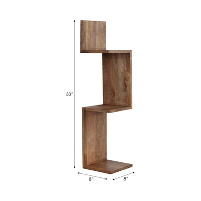 33" MANGO ZIG ZAG CORNER WALL SHELF, BROWN - Al Rugaib Furniture