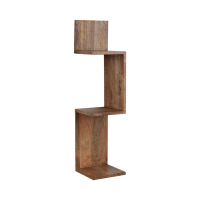 33" MANGO ZIG ZAG CORNER WALL SHELF, BROWN - Al Rugaib Furniture