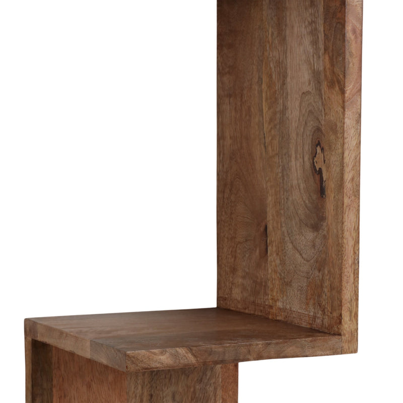 33" MANGO ZIG ZAG CORNER WALL SHELF, BROWN - Al Rugaib Furniture