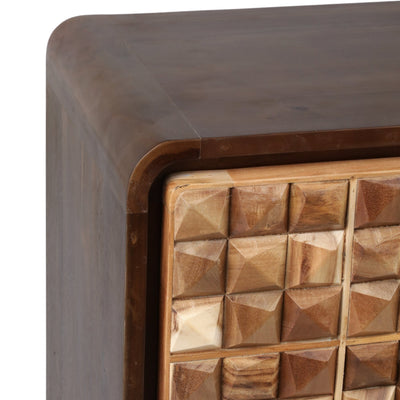 33" Teakwood Geo Detail 2 - door Cabinet, Natural - Al Rugaib Furniture