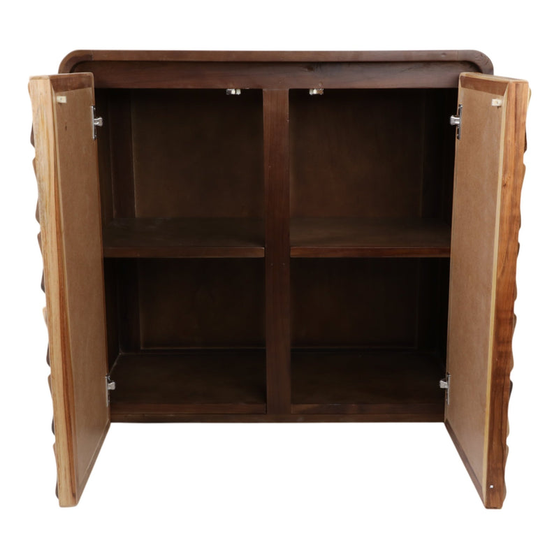 33" Teakwood Geo Detail 2 - door Cabinet, Natural - Al Rugaib Furniture