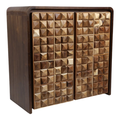 33" Teakwood Geo Detail 2 - door Cabinet, Natural - Al Rugaib Furniture