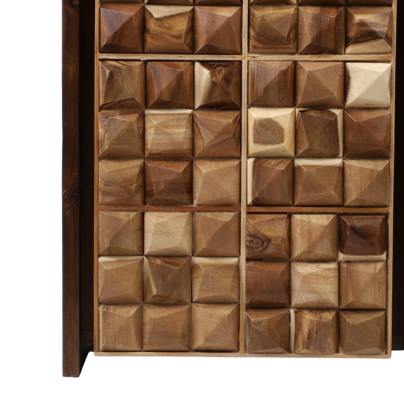 33" Teakwood Geo Detail 2 - door Cabinet, Natural - Al Rugaib Furniture