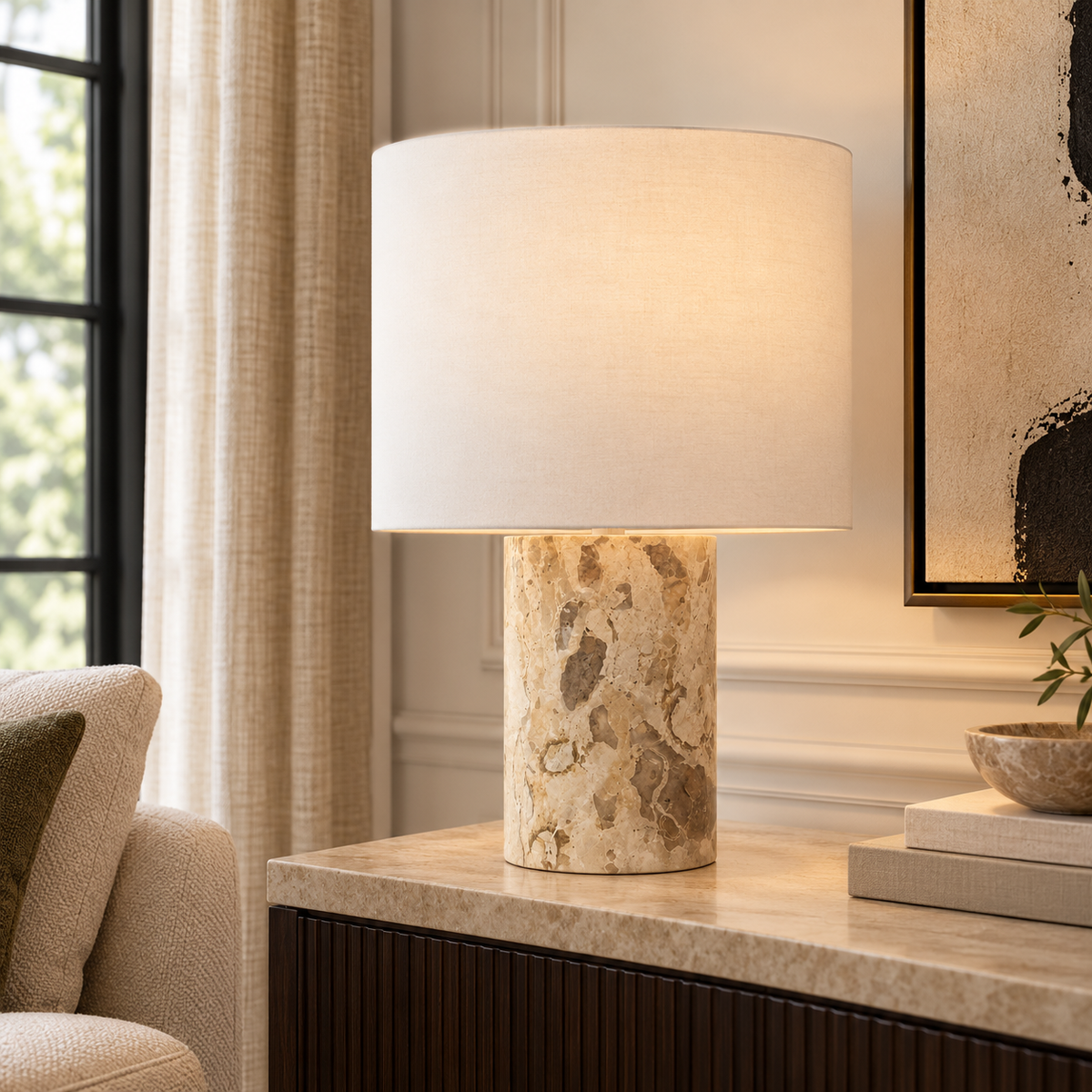 Grey Marble Table Lamp