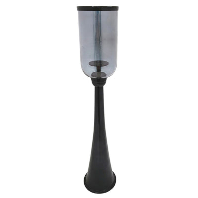 34" Ember Small Black Glass Candle Hurricane - Al Rugaib Furniture