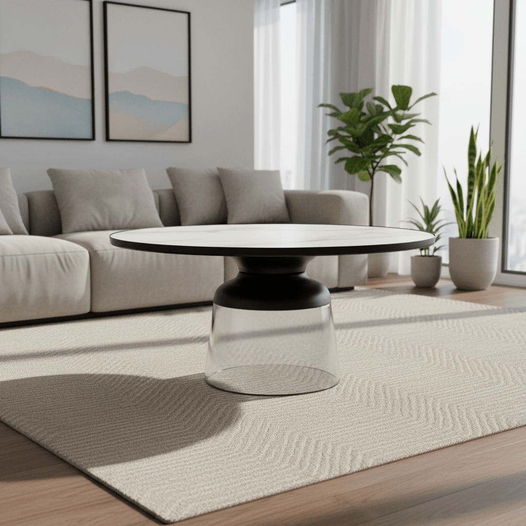 34" Glass Coffee Table Marble Top, White/clear, Kd Coffee Tables| Sagebrook Home