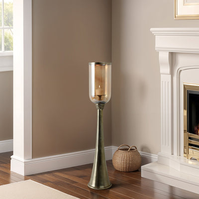 34" Illum Small Gold Glass Candle Hurricane - Al Rugaib Furniture