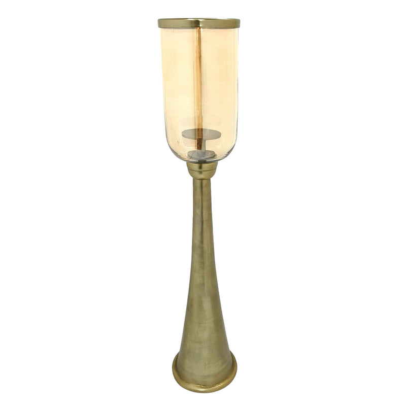 34" Illum Small Gold Glass Candle Hurricane - Al Rugaib Furniture