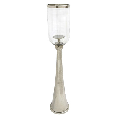34" Radiant Small Silver Glass Candle Hurricane - Al Rugaib Furniture