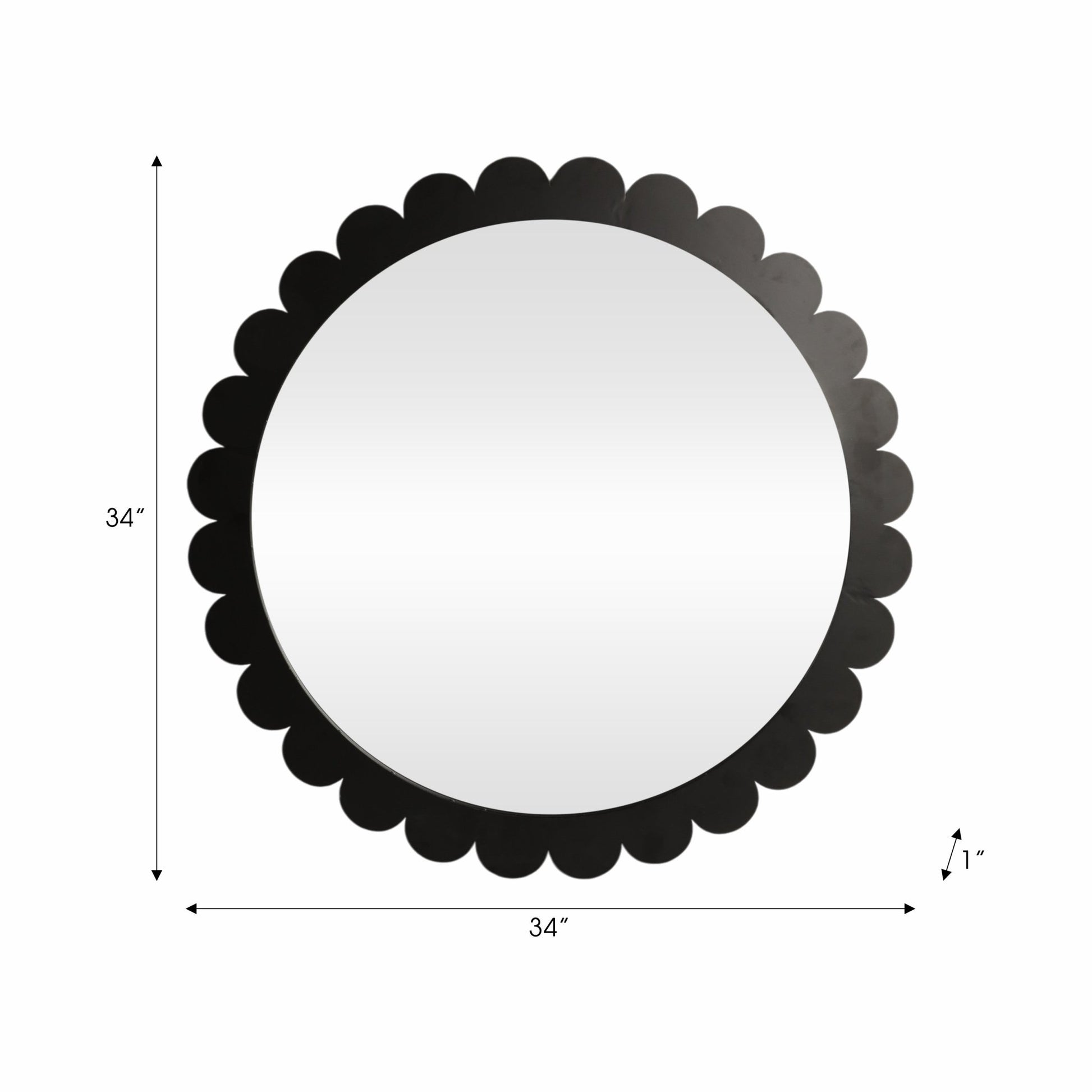34" Scallop Border Mirror, Black Wall Shelf| Sagebrook Home