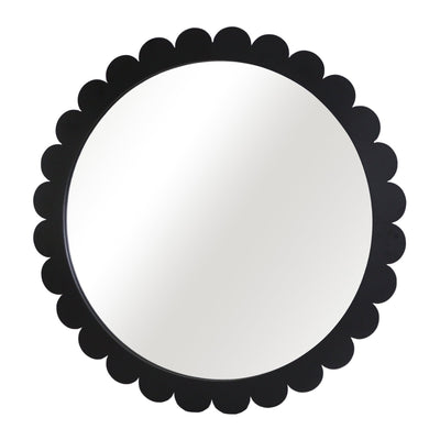 34" Scallop Border Mirror, Black - Al Rugaib Furniture