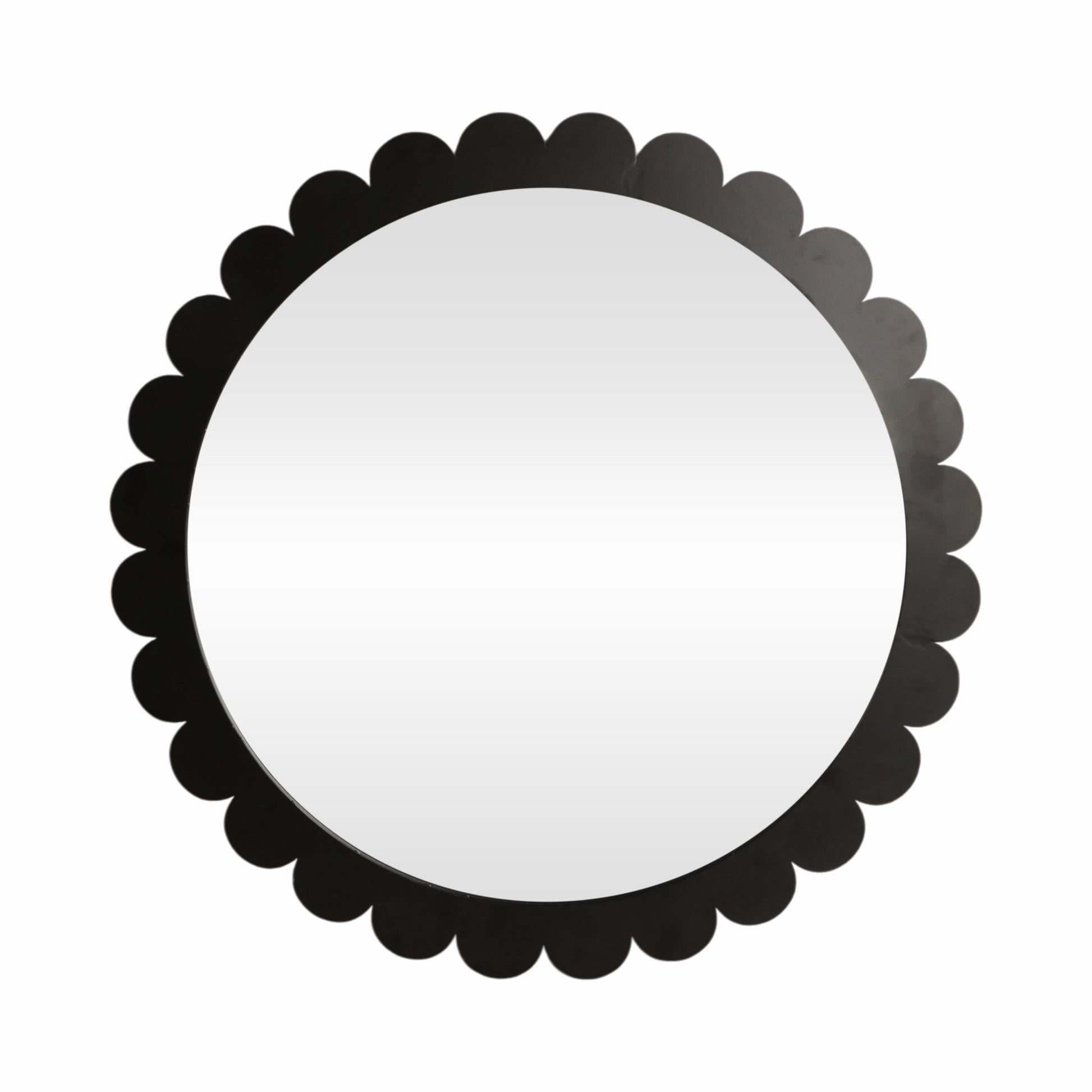 34" Scallop Border Mirror, Black Wall Shelf| Sagebrook Home