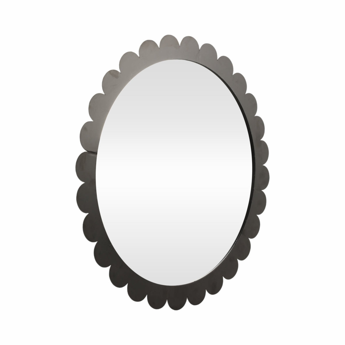 34" Scallop Border Mirror, Black Wall Shelf| Sagebrook Home