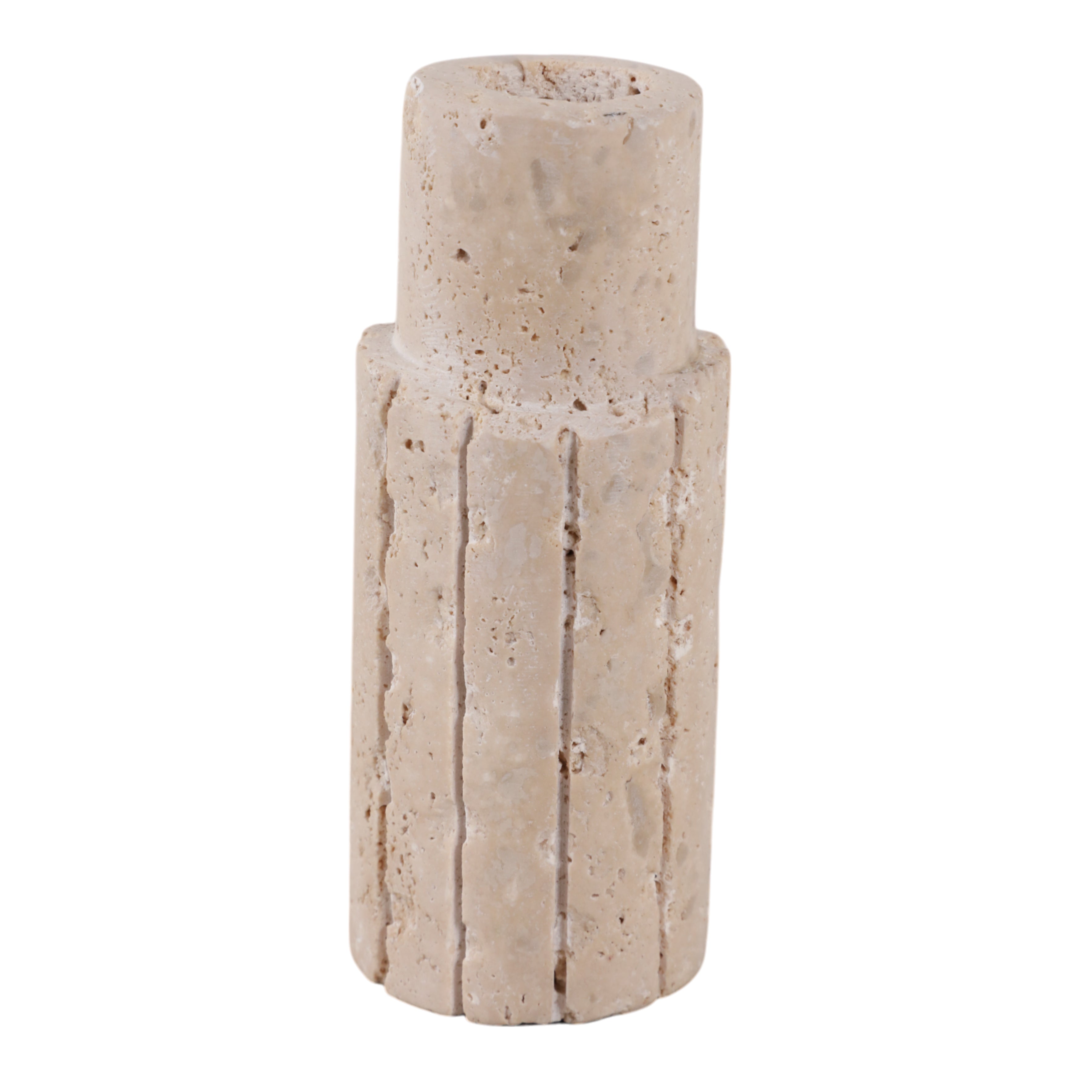 5X2" RAW EDGE TRAVERTINE TAPER HOLDER, TAN Candle Holders| Sagebrook Home
